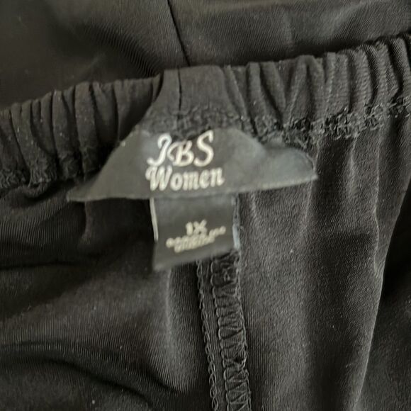 JBS Woman Dress Size 1X Scoop Elastic Neck On Off Shoulder Black White Pearls - Picture 7 of 8